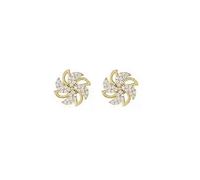 Delicate Crystal Rotating Pinwheel Stud Earrings for Women Fun Childhood Jewelry Gifts, Zinc, Cubic Zirconia