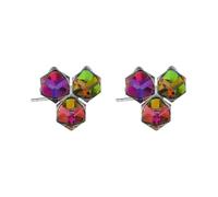 Delicate Crystal Square Stud Earrings for Women Colorful Cubic Zirconia Tiny Studs Earrings Geometry Statement Cube Cartilage Earrings Lightweight Ear Jewelry