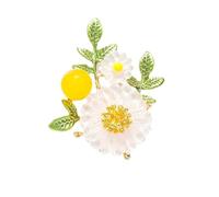 Delicate Daisies Brooch With Pearls And Green Leaf Designs Fashion Accessory For Women Seek Elegant And Styles Fashion Statement Brooch