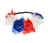 Delicate Dew Big Flower Headband Floral Crown Wreath Festival Headwear(Red White Blue)