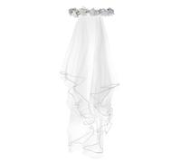 Delicate Dew Girls First Communion Holy Veil White Flower Headband Christening Headpiece(Veil)