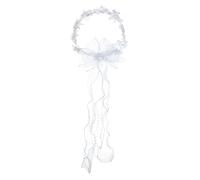Delicate Dew Girls First Communion Holy Veil White Flower Wreath Crystal Bowknot Headband(Bowknot)