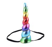 Delicate Dew Shiny Unicorn Horn Elastic Headband Cosplay Costume Easter Headpiece, A Rainbow, 4.7 Inch (Pack of 1)