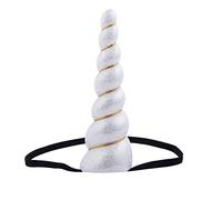 Delicate Dew Shiny Unicorn Horn Elastic Headband Cosplay Costume Easter Headpiece, A Shiny Sliver, One Size