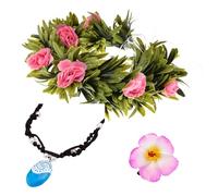 Delicate Dew Tropical Luau Flower Headband Hawaiian Galsang Flower Headpiece Costume Headwear Set(Peach)