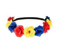 Delicate Dew Women Flower Headband Mexican Festival Floral Wreath BOHO Headpiece(Red Yellow Blue)