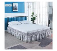 Delicate Double Layers Luxury Stereoscopic Embroidered Flowers Lace Ruffle Bed Skirts with Strong Elastic Belt(Silver gray,Full 120x200x38cm)