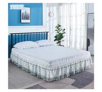 Delicate Double Layers Luxury Stereoscopic Embroidered Flowers Lace Ruffle Bed Skirts with Strong Elastic Belt(Light lake blue,Queen 150x200x38cm)