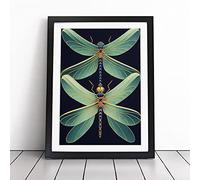 Delicate Dragonflies Framed Wall Art Print A3 Black | Ready to Hang, Satin Fine Art Paper, Fade-Resistant Inks, Acrylic Glazing, Securely Packaged, Made in the UK