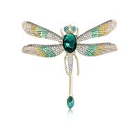 Delicate Dragonfly Brooch for Women Men Enamel Rhinestone Flying Insect Lapel Pin Gold-Tone Crystal Cubic Zirconia Animal Corsage Jewelry Elegant Wedding Dress Suit Coats Scarves Accessories, 1, Metal