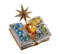 Delicate Dress Accessory Adorned with Dazzling Rhinestones and Secure Clasp for Jackets Bags and Hats Eight Point Star Brooch