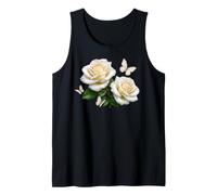 Delicate Elegant White Roses with Butterflies Shapes Mania Tank Top