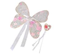 Delicate Embroidered Wing for Kids, Lovely Butterfly Wing & Wand for Themed Photoshoots and Stage Soft Comfortable Lace