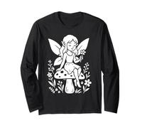Delicate Fairy on Toadstool with Garland Long Sleeve T-Shirt