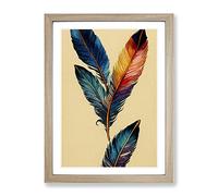 Delicate Feathers Framed Print for Living Room Bedroom Home Office Décor, Wall Art Picture Ready to Hang, Oak A3 Frame (34 x 46 cm)