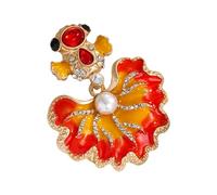 Delicate Fish Brooch Symbolizing Good Fortunes Sturdy Metal Base Stones Ideal Daily Wear or Present Stylish Fish Pin Alloy Crystal Embellishment