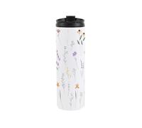 Delicate Floral Travel Mug - Pastel Wildflower Meadow - Reusable Stainless Steel Vacuum-Sealed Double-Walled Hot/Cold Drinks Flask 500ml (16 fl oz)