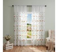 Delicate Floral Tulip Embroidery on Sheer Polyester Curtains with Rod Pocket Header for Living Room Bedroom Balcony Use (100 * 220cm)