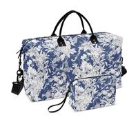 Delicate Flower Religion Dark Blue Decorative Travel Weekender Gear Bag Workout Bag with Adjustable Strap for Hiking 2 Pcs Set bulto de para Mujer