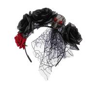 Delicate Flower&Skull Hairband Thin Side Hairband Flower Shape Headband For Girls Halloween With Veil Decor Colorful Flower Crown For Wedding Girls Crown Taking Photo Crowns Women Photoshoot