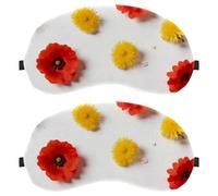 Delicate Flowers Bloom Softly on Plain White Anti-Mite Breathable Fabric Eye Cover with Adjustable Hook-and-Loop Strap