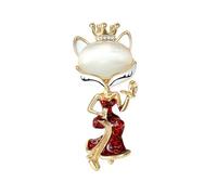 Delicate Foxes Designs Metal Pin Suitable for Casual Formal or Party Outfits Stone Foxes Brooch