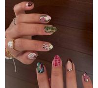 Delicate French Almond Press on Artificial Manicure Dot Pattern for Wedding Party Daily Wear Elegant Nails Art