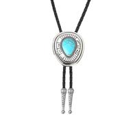 Delicate Gemstones Bolo Tie for Girl Formal Gathering Carnivals Party Man Teen Shirt Sweater Costume Gentleman Necktie, Blue, One Size