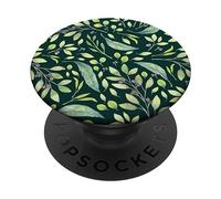 Delicate Green Watercolor Botanical Vines and Leaves Pattern PopSockets Adhesive PopGrip