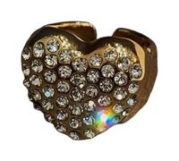 Delicate Heart Shape Metal Drops Rings Diamonds Elegant Finger Jewelry Stylish Adjustable Present for Women Adjustable Fashion