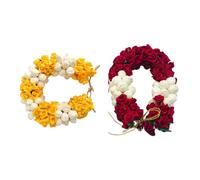 Delicate Jasmine and Rose Gajra Hair Garland with Fragrant White Blooms - Traditional Indian Hair Accessory for Weddings Festivals and Dance Hairstyles (Set of 2)