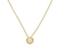 Delicate Jewelry Gold Color Minimalist 925 Sterling Silver Fire Opal Simple Round Stone Dainty Necklace For Women Accessories