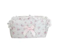 Delicate Lace Embellished Storage Pouches Room Interior for Makeup Accessories Travel Soft Cotton Fabric Portable Cosmetic Storage Bag
