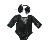Delicate Lace Romper with Matching Headband Attractive Lace Romper Set for Newborn Baby Photoshoots Up to 6 Months Infant Photo Accessories