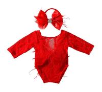 Delicate Lace Romper with Matching Headband Attractive Lace Romper Set for Newborn Baby Photoshoots Up to 6 Months Elegant Kids Dress