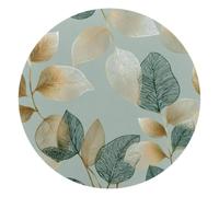 Delicate Leaf Pattern in Sage Green and Gold Round Mouse Pad, Mousepad with Non-Slip Rubber Base, Computer Gaming Pads for Wireless Mouse, Easy Gliding