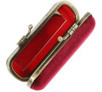 Delicate Lipstick Holder with Mirror, Vintage Purse Storage Case | Flannelette Surface, Aluminum Alloy and Glass Details, Daily Carry Organizer for Small Items, Red