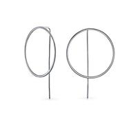 Delicate Minimalist Geometric Thin Round Open Circle Modern Hoop Threader Earrings For Women For Teen .925 Sterling Silver