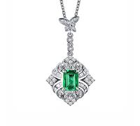 Delicate Necklaces for Women, Butterfly with 1ct Lab Created Emerald 18K Gold/925 Sterling Silver Pendant Necklaces for Girls, Gift for Mother's Day/Valentine's Day