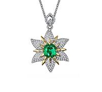 Delicate Necklaces for Women, Floret Shape with 1ct Lab Created Emerald 18K Gold/925 Sterling Silver Pendant Necklaces for Girls, Gift for Mother's Day/Valentine's Day