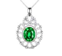 Delicate Necklaces for Women, Hollow Pendant with 4ct Lab Created Emerald 18K Gold/925 Sterling Silver Pendant Necklaces for Girls, Gift for Mother's Day/Valentine's Day, White Gold