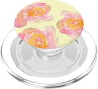 Delicate Orange Pink and butter Yellow Watercolor Flowers PopSockets PopGrip for MagSafe