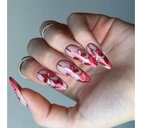 Delicate Oval Nails With Decorative Flowers And Gold Borders Great For Celebrating National Holidays Independence Day Nail Art
