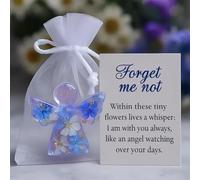 Delicate Paper Angel Ornament Featuring Forget Me Not Blooms for Quiet Reflection and Loving Memory Display (3)