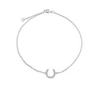 Delicate Pave CZ Accent Equestrian Horseshoe Anklet Lucky Charm Anklet Bracelet Western Jewelry For Women Teen .925 Sterling Silver 9-10 Inch