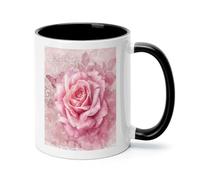 Delicate Peach Butterfly Ceramic Coffee Mug with Handle 11 Ounces, Porcelain Mug Coffee Cup Tea Mug Water Cup Ideal for Coffee,Tea,Latte,Cappuccino,Microwave & Dishwasher Safe Unique Gift Cup