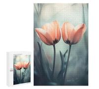 Delicate Peach Tulips Jigsaw Puzzle, 1000 PCS, Relaxing Activity for Adults, A Creative Way to Unwind after A Busy Day, for Family Fun
