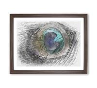 Delicate Peacock Feather In Abstract Modern Art Framed Print | A4 Walnut Framed Wall Art | Ready to Hang | Abstract Animal Picture | Living Room Bedroom Lounge Office