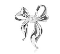 Delicate Pearl Bow Brooch Lapel Pins For Women Elegant Beautiful Bowknot Ribbon Corsage Brooches For Dress Suit Shirt Ceremony Clothes Accessories Fashion Christmas Party Wedding Jewelry Gifts, 1