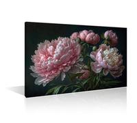 Delicate Peony Bouquet Modern Wall Art 1 Panels Luxurious Peony Picture Contemporary Artwork Print On Canvas Bedroom Wall Art Vintage Flower Pictures for Living Room Framed Ready to Hang 24" Wx36 H